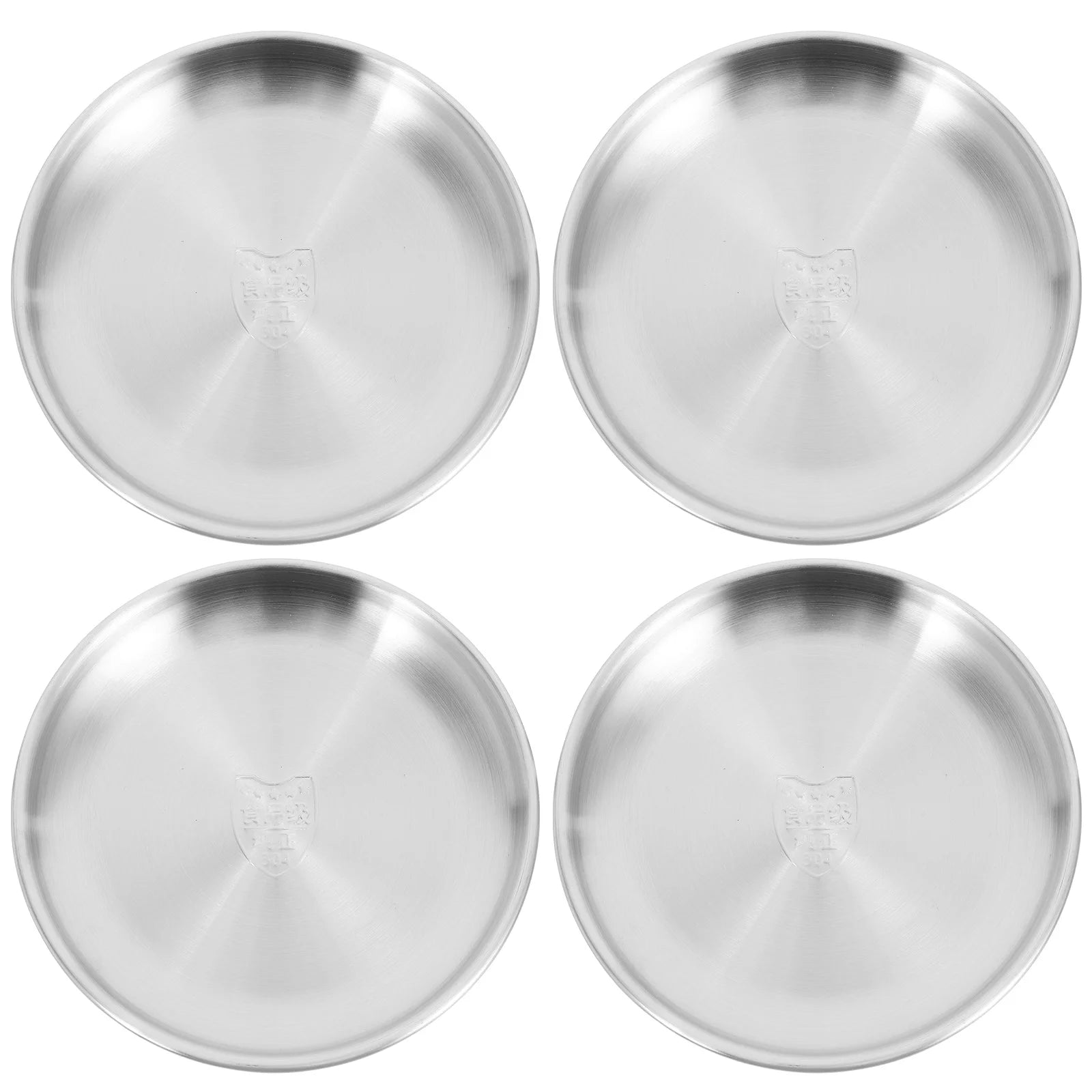 4 Pcs Stainless Steel Tray Serving Camping Plate Fish Platter Dish Dinner Vintage Round Metal Toddler