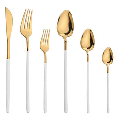 10Pcs Stainless Steel Dinnerware Set Mirror Cutlery Sets Gold Knife Dessert Fork Tea Spoon Tableware Western Kitchen Flatware