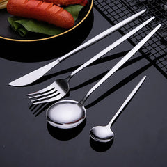 24PCS Gold Cutlery Sets Stainless Knife Forks Spoons Flatware Tableware Set Gift Box Portable Dinnerware Dishwasher Kitchenware