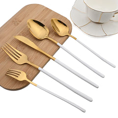 10Pcs Stainless Steel Dinnerware Set Mirror Cutlery Sets Gold Knife Dessert Fork Tea Spoon Tableware Western Kitchen Flatware