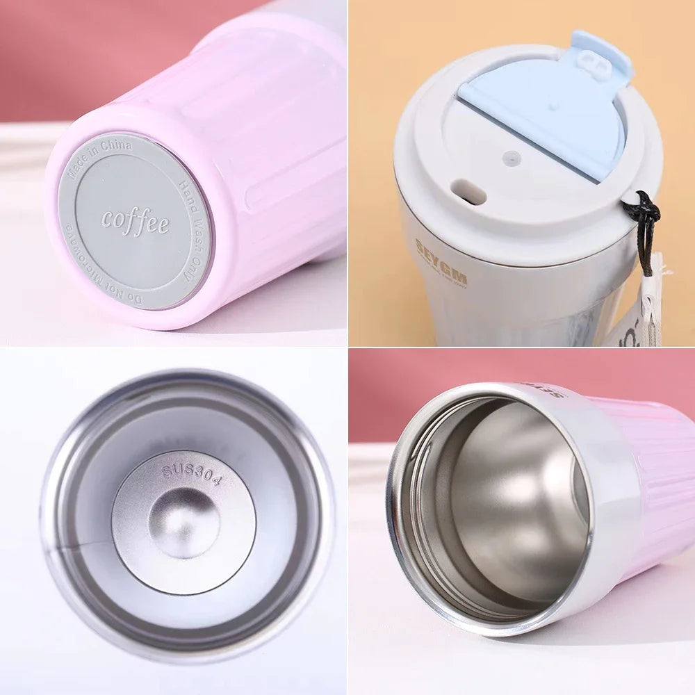 400ML Stainless Steel Coffee Thermos Bottle Thermal Mug Leakproof Vacuum Flasks Coffee Cup Outdoor Portable Drink Travel Mug