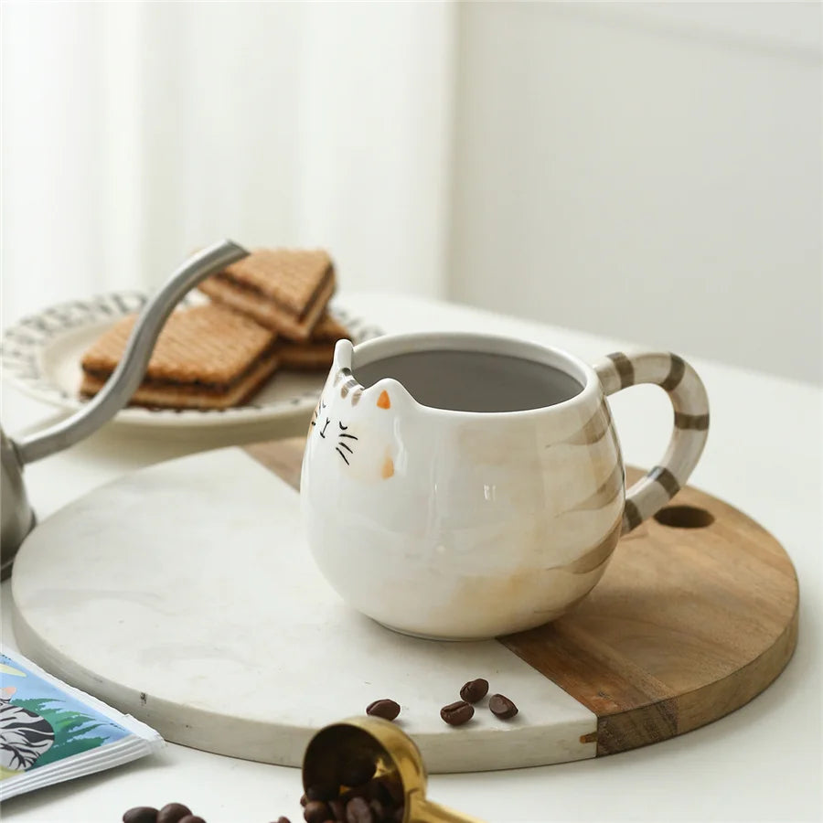 1pc cute ceramic cup, cat shaped mug, 380ml/13oz milk, coffee, and water cups