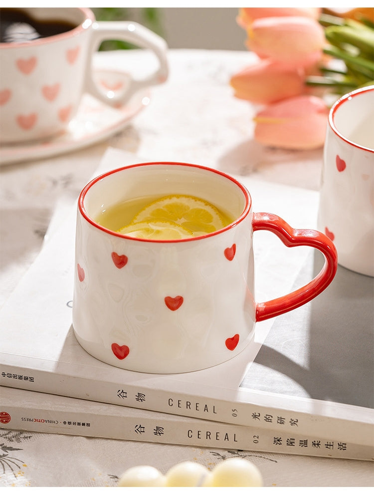 Novelty Hand Painted Coffee Tea Cup Creative Heart Cup Ceramics Milk Cups Porcelain Coffee Cups Wholesale Tableware Cups Gift