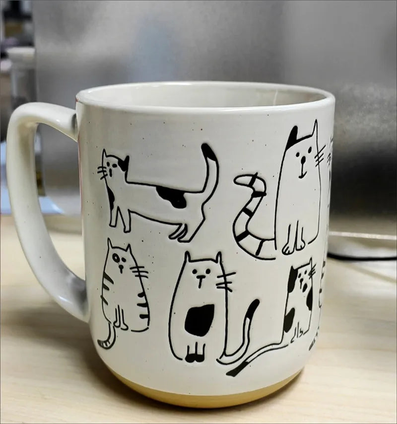 Super Cute Hand-painted Ceramic Tea Cup Cartoon Cat Large Capacity Coffee Mug Cups Home Office Kitchen Bar Creative Gift