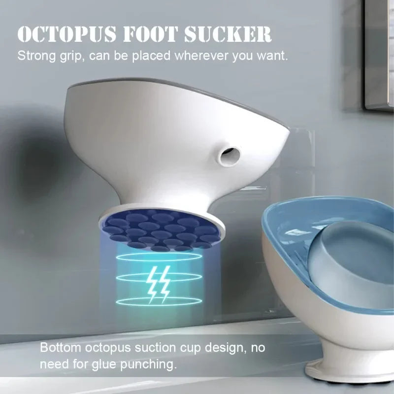 1Pcs Bathroom Soap Dishes Holder Self Draining Soap Box with Super Suction Portable Soap Container for Bathroom Accessories