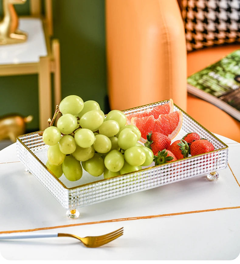 Candy Plate Light Luxury Nordic Fruit Box Home Living Room Small Snacks Divided Refreshment Tray Plastic Dried Fruit Dish