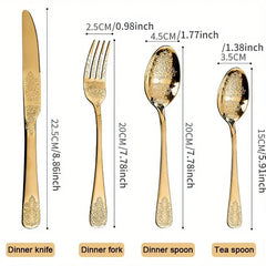 1PC Gold Cutlery Stainless Steel Fork Spoons Knife Tableware Luxury Flatware Dinnerware for Home Kitchen Restaurant