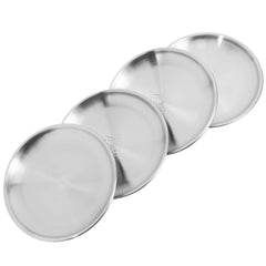 4 Pcs Stainless Steel Tray Serving Camping Plate Fish Platter Dish Dinner Vintage Round Metal Toddler