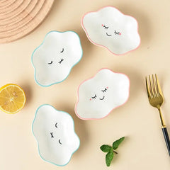 Ceramic Cute Clouds Dipping Sauce Dish Hot Pot Seasoning Dishes Salad Bowl Tableware Kitchen Soy Vinegar Snake Dessert Plate