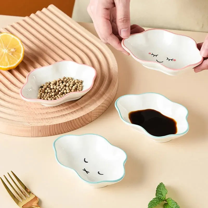 Ceramic Cute Clouds Dipping Sauce Dish Hot Pot Seasoning Dishes Salad Bowl Tableware Kitchen Soy Vinegar Snake Dessert Plate