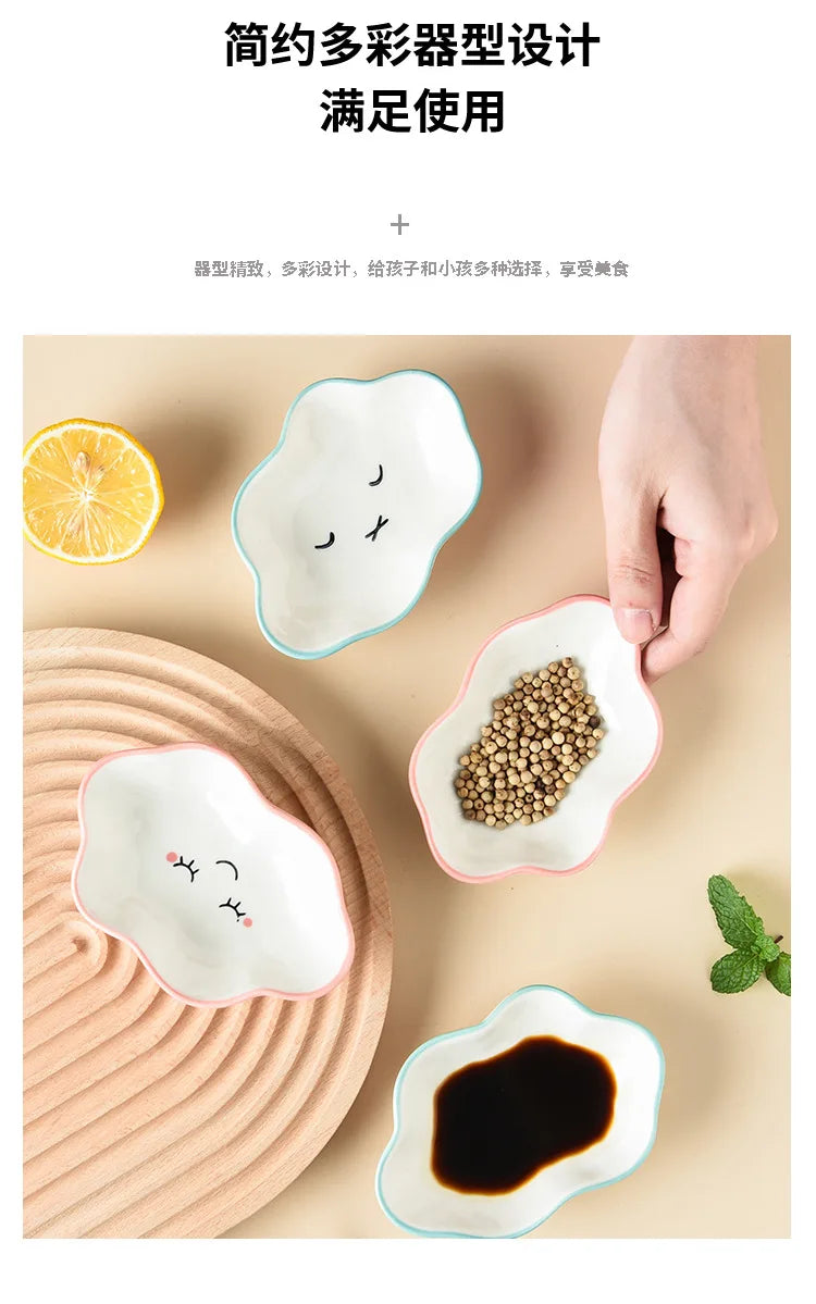 Ceramic Cute Clouds Dipping Sauce Dish Hot Pot Seasoning Dishes Salad Bowl Tableware Kitchen Soy Vinegar Snake Dessert Plate