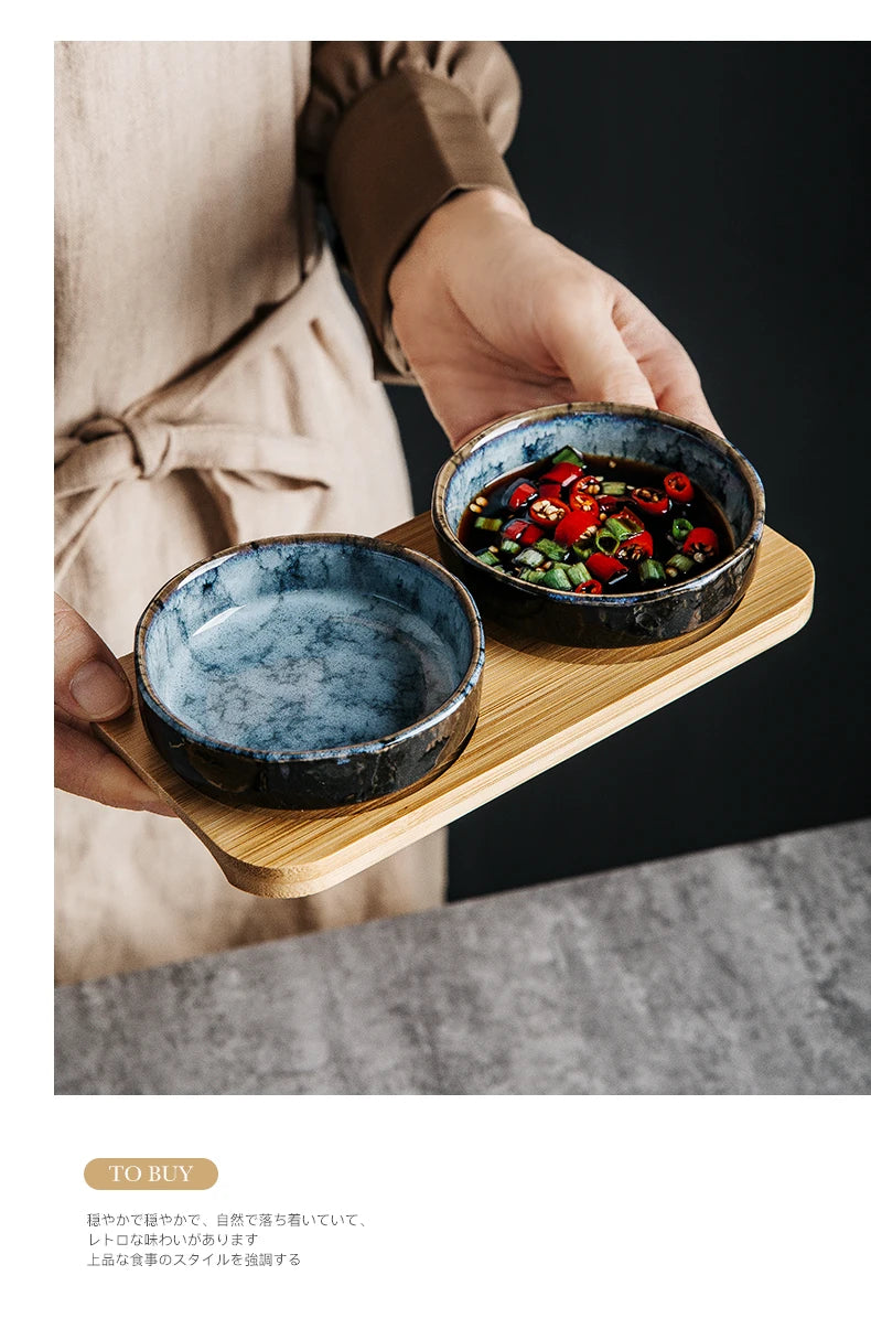 3.5-inch Japanese Ceramic Small Round Plate Restaurant Creative Soy Sauce Dish Seasoning Dipping Dishes Fruit Cold Dishes Bowls