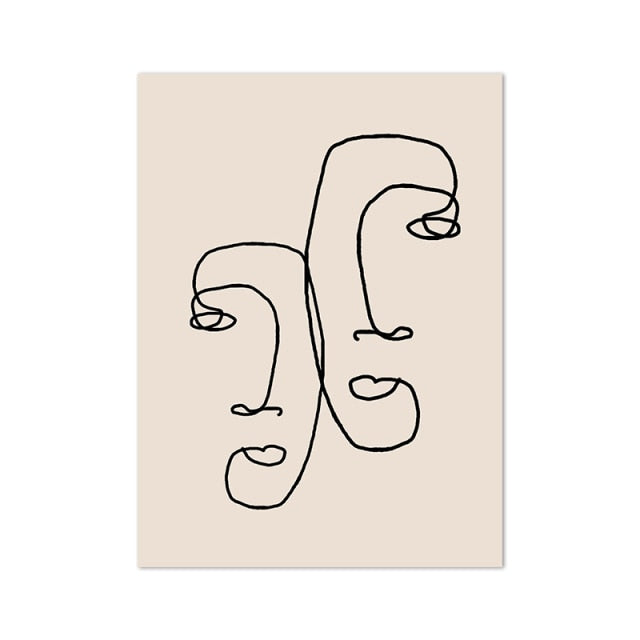 Abstract Woman Face One Line Drawing Poster